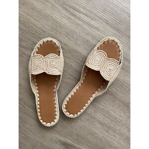 $312 CARRIE FORBES Naima Woven Slide Sandals Raffia Tan Women's US 9.5 EU 40